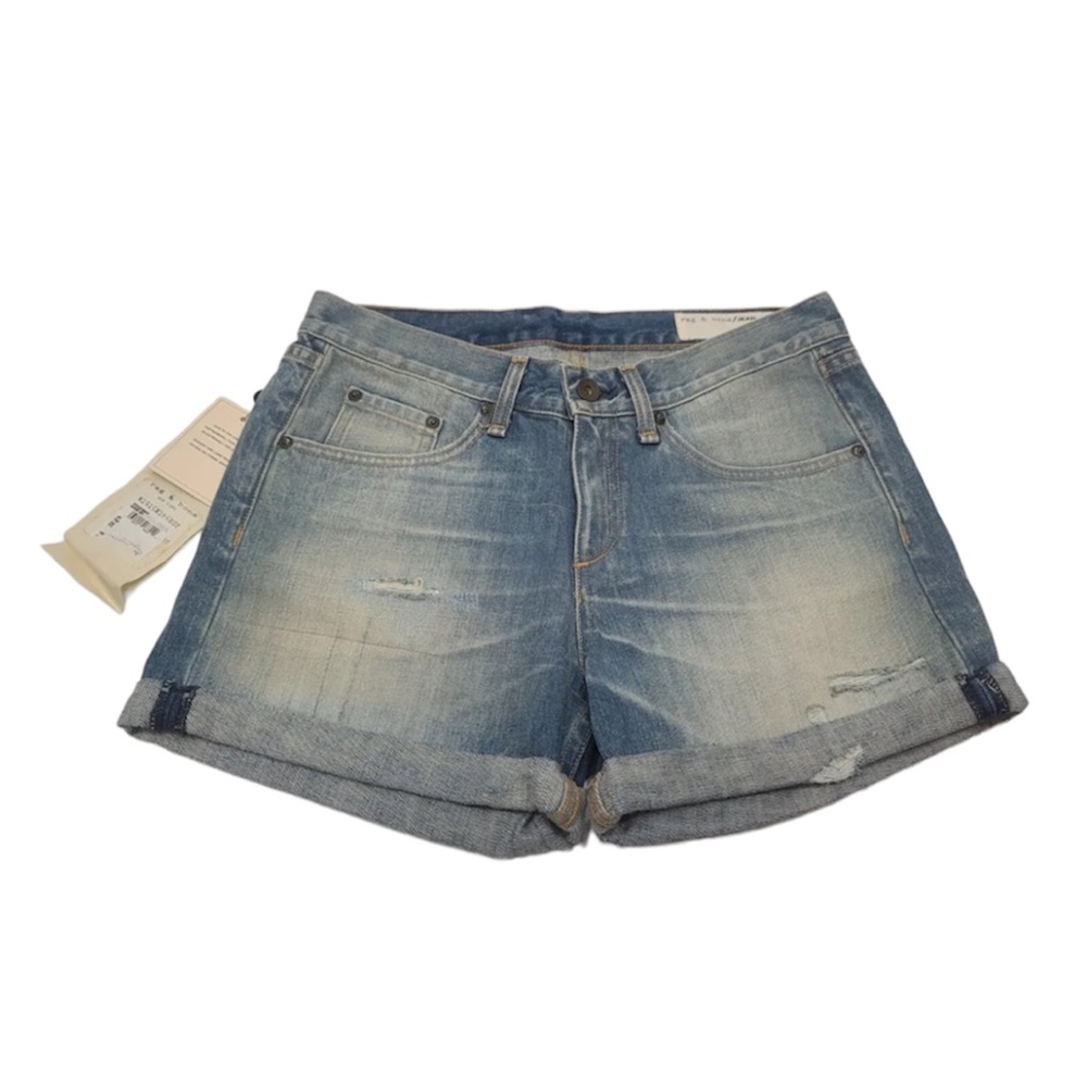 RAG & BONE JEAN Surfer Rep Distressed Boyfriend Shorts Size 25 NEW